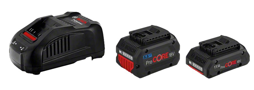 Pack 2 batteries 18 V Procore 4 Ah / 5,5 Ah + chargeur rapide BOSCH 1600A0214A