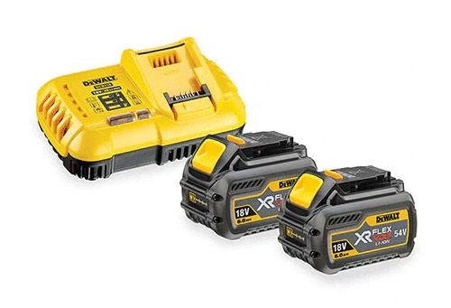 Pack 2 batteries Flexvolt 18V/54V 6Ah/2Ah + 1 chargeur en boite carton DEWALT DCB118T2-QW