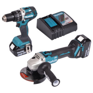 Pack 2 outils 18 V (DGA506Z + DHP484Z) + 2 batteries Makstar 5 Ah + chargeur + 2 coffrets MAKPAC MAKITA DLX2210TJ1