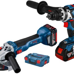 Pack 2 outils 18 V (GSR 18V-110 + GWS 18V-10) + 2 batteries 5 Ah + chargeur + coffret L-Boxx BOSCH