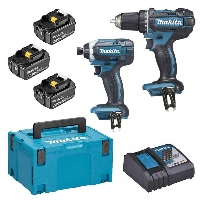 Pack 2 outils MAKITA DLX2127TJ1 (DDF482 + DTD152) 18 V Li-Ion (3 x 5 Ah)