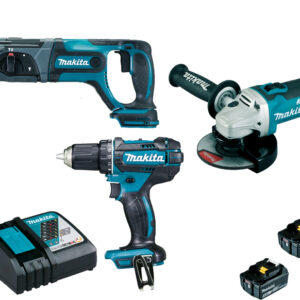 Pack 4 outils 18 V (DGA504 + DDF482 + DHR241 + DTD153) + 3 batteries 5 Ah + chargeur MAKITA DLX4080TX1
