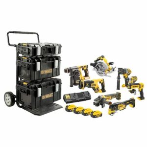 Pack 8 outils 18 V XR + 4 batteries 5 Ah + chargeur + 3 coffrets TOUGHSYSTEM DEWALT DCK853P4-QW