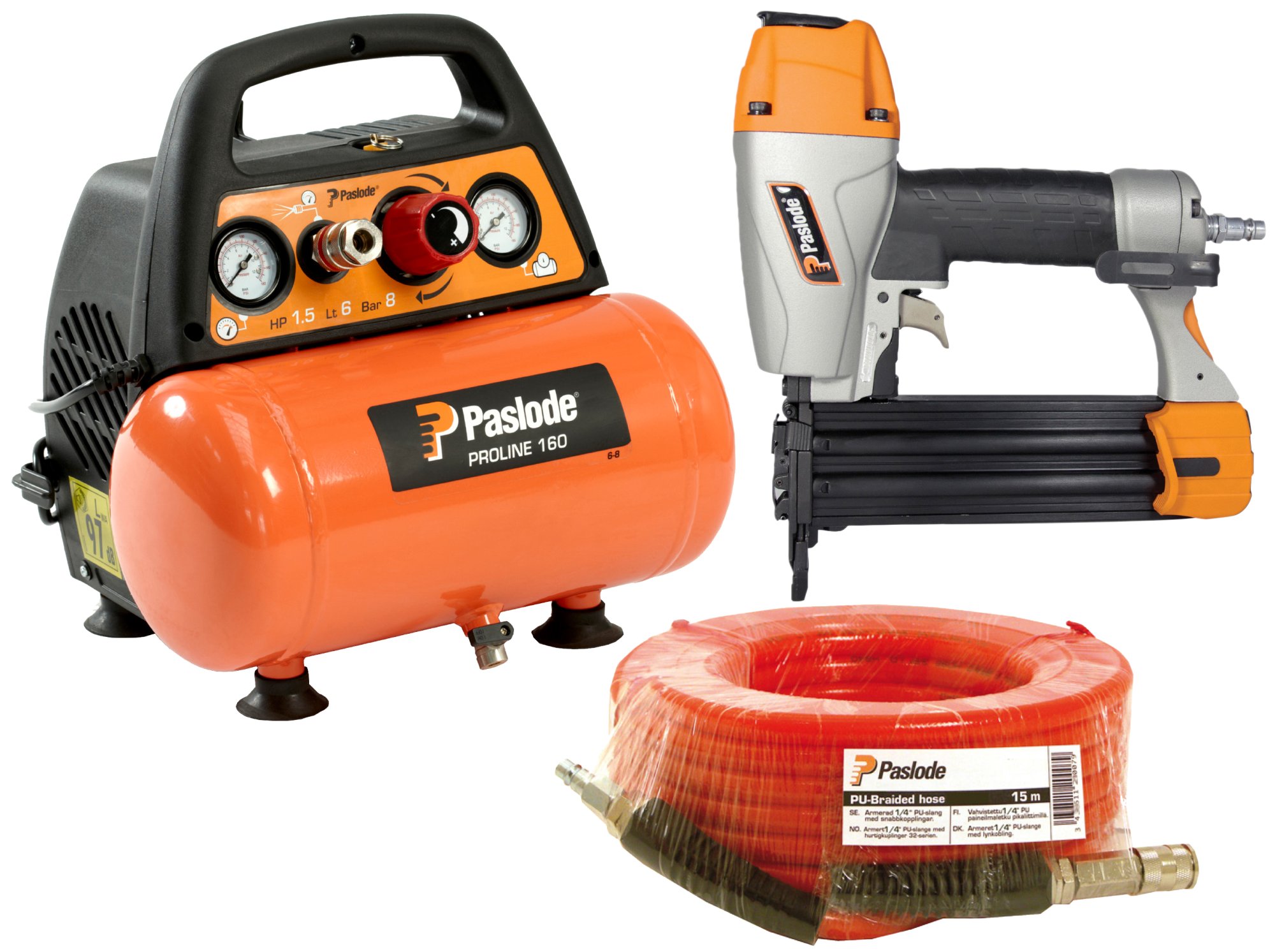 Pack cloueur pneumatique FN1850.2 + compresseur proline 160 + tuyau SPIT PASLODE 142571
