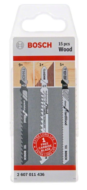 Pack de 15 lames de scie sauteuse pour le bois BOSCH 2607011436
