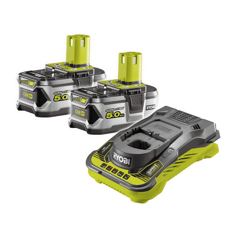 Pack de 2 batteries RYOBI RC18150-250 18V One+ Li-Ion 5Ah + chargeur rapide