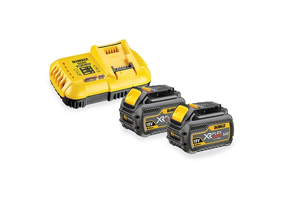 Pack de 2 batteries XR Flexvolt 18V/54V 9Ah/3Ah + chargeur rapide en boite carton DEWALT DCB118X2-QW