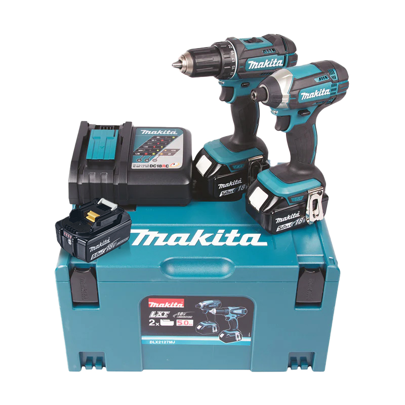 Pack de 2 outils 18 V (DDF452 / DTD152) + 3 batteries 5 Ah + chargeur rapide + coffret MAKPAC MAKITA DLX2127TJ1
