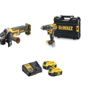 Pack2 outils 18 V XR (DCD791 + DCG405) + 2 batteries 5 Ah + chargeur + coffret T-STAK DEWALT DCK2020P2T