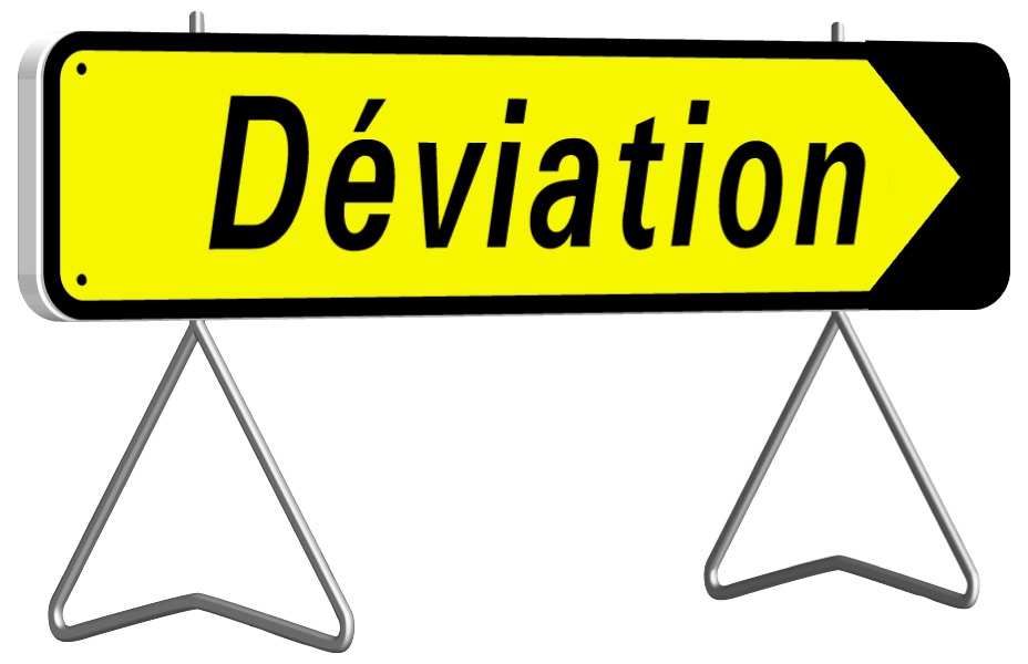 Panneau de signalisation de direction rectangulaire 1000 x 300 mm 'Déviation' TALIAPLAST 526011