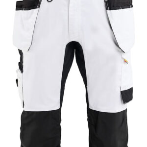 Pantacourt peintre stretch 2D avec poches flottantes blanc/noir T44 BLÅKLÄDER 177418321099C50