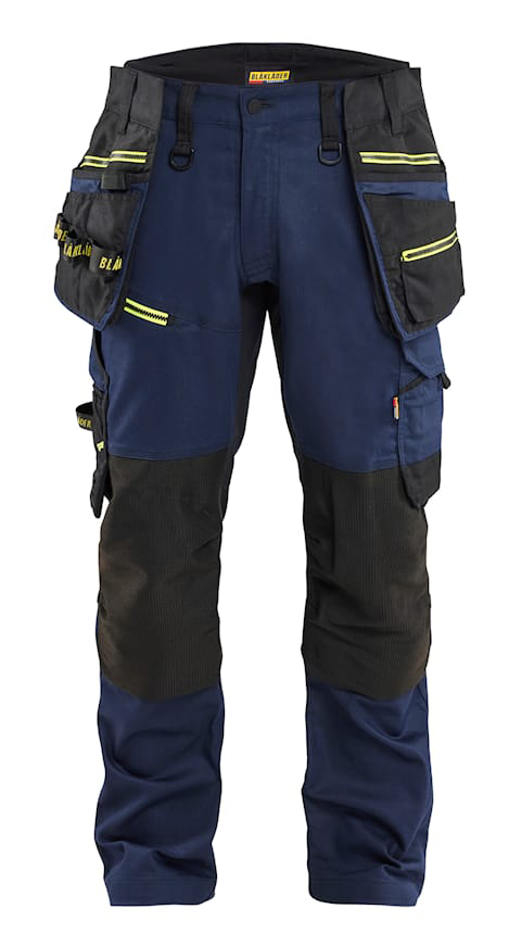 Pantalon artisan stretch STRIKER bleu marine foncé/jaune fluo T56C BLÅKLÄDER 197011498633D120