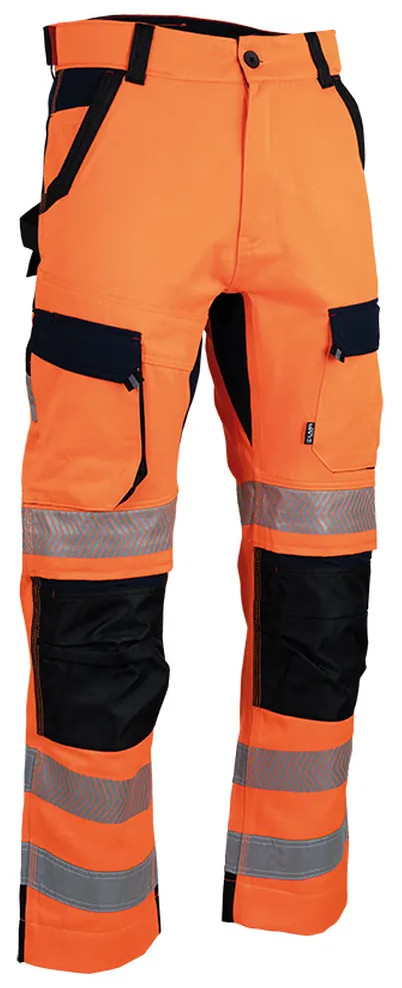 Pantalon haute-visibilité Ultrason EJ78+5 stretch orange fluo/bleu foncé T46 LMA LEBEURRE 1909-46