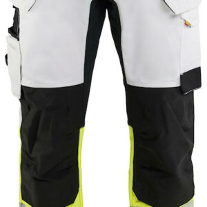 Pantalon peintre haute-visibilité avec poche flottante blanc/jaune fluo T46L BLÅKLÄDER 177518321033C152