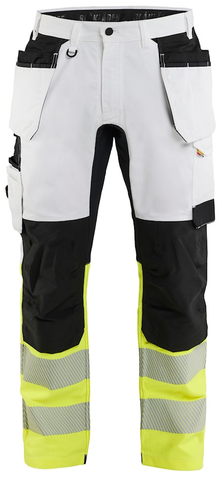 Pantalon peintre haute-visibilité avec poche flottante blanc/jaune fluo T46L BLÅKLÄDER 177518321033C152