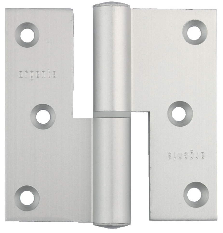 Paumelle 100 x 85 mm bouts carrés gauche aluminium argenté ARGENTA 4100105