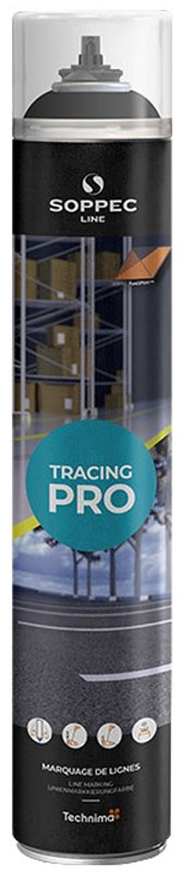 Peinture de marquage au sol TRACING® PRO système PureSPRAY noir RAL 9017 aérosol 750 ml SOPPEC 152003O