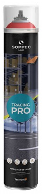 Peinture de marquage au sol TRACING® PRO système PureSPRAY rouge RAL 3020 aérosol 750 ml SOPPEC 152004O