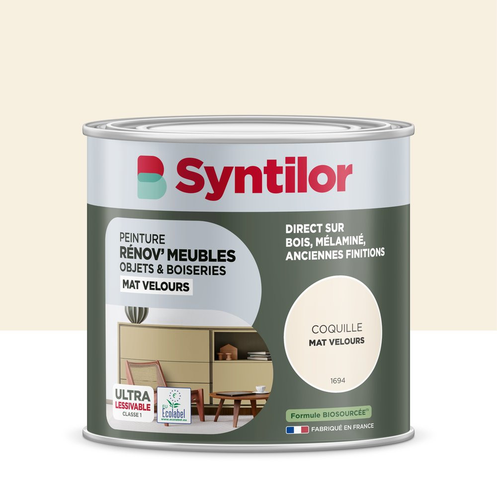 Peinture de rénovation meuble et objet SYNTILOR coquille velours 0,5L
