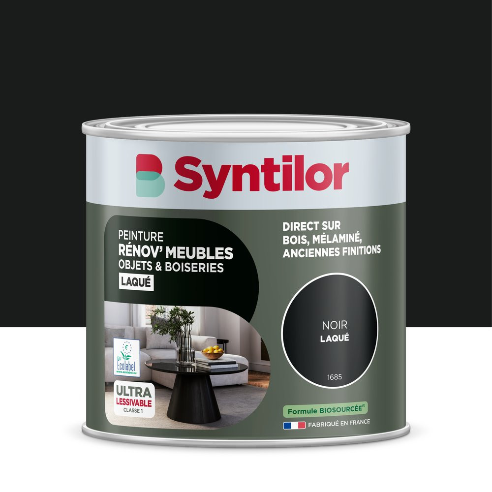 Peinture de rénovation meuble et objet SYNTILOR noir laque 0,5L