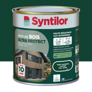 Peinture exterieure bois Ultra protect SYNTILOR vert basque satine 0.5l