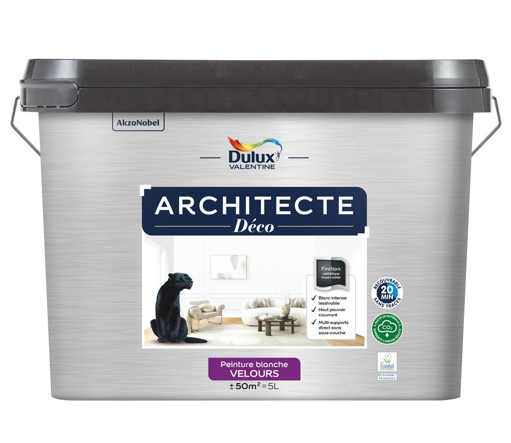 Peinture mur, plafond, blanc mat DULUX VALENTINE Architecte déco 5L