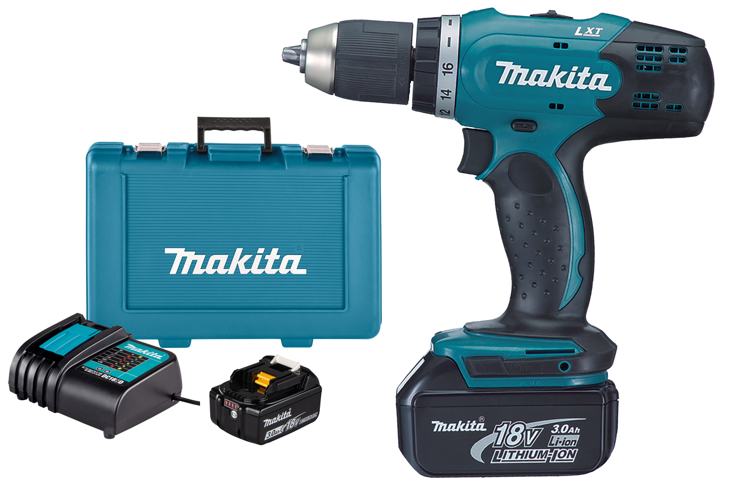 Perceuse-visseuse 18 V diamètre 13 mm + 2 batteries 3 Ah + chargeur + coffret MAKITA DDF453SFE