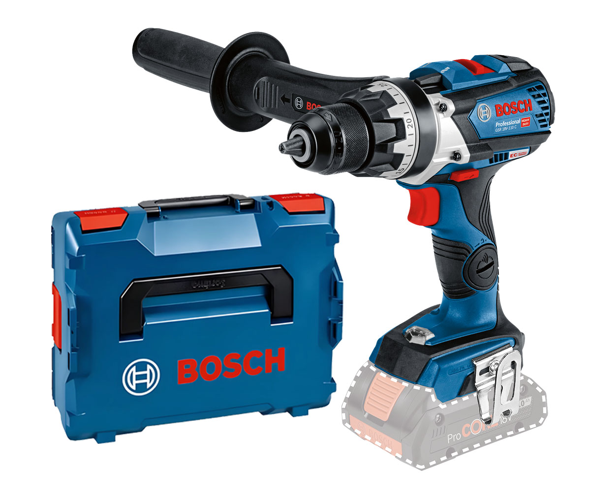 Perceuse-visseuse 18 V GSR 18V-110 C (sans batterie ni chargeur) + L-BOXX BOSCH 06019G0109