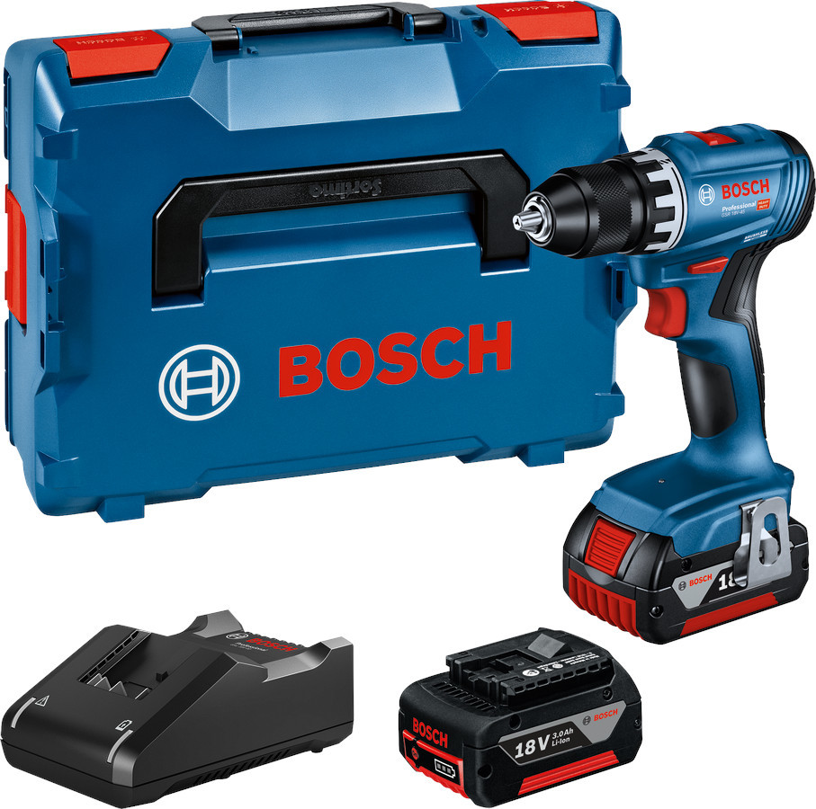Perceuse-visseuse 18 V GSR 18V-45 + 2 batteries GBA 3 Ah + chargeur en coffret L-BOXX BOSCH 06019K3204