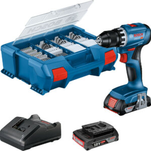 Perceuse-visseuse 18 V GSR 18V-45 avec accessoires + 2 batteries 2 Ah + chargeur + coffret L-CASE PICK & CLICK BOSCH 06019K3205