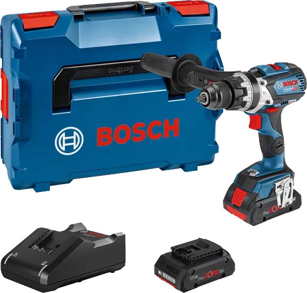 Perceuse-visseuse à percussion 18V GSB 18V-110 C Professional + 2 batteries ProCORE 4 Ah + chargeur + coffret L-BOXX BOSCH 06019G030C