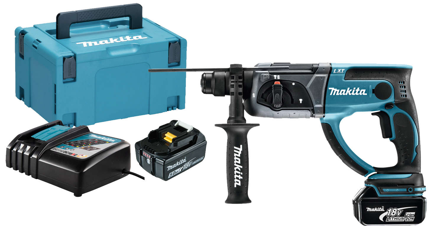 Perfo-burineur SDS Plus 18 V + 2 batteries 5 Ah + chargeur + coffret MAKPAC MAKITA DHR202RTJ