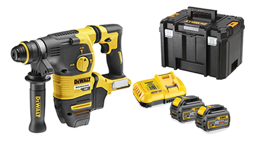 Perforateur burineur SDS Plus 54 V + 2 batteries Flexvolt 6 Ah + chargeur + coffret T-STAK DEWALT DCH323T2-QW