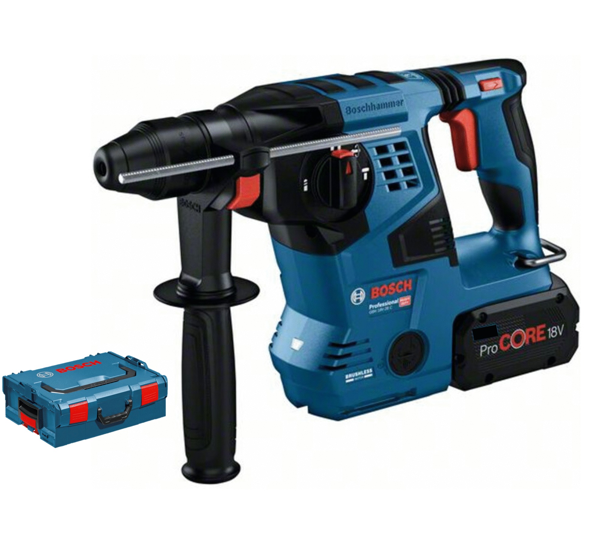 Perforateur SDS Plus 18 V GBH 18-28 + 2 batteries 5,5 Ah + chargeur + coffret L-BOXX BOSCH 0611921005