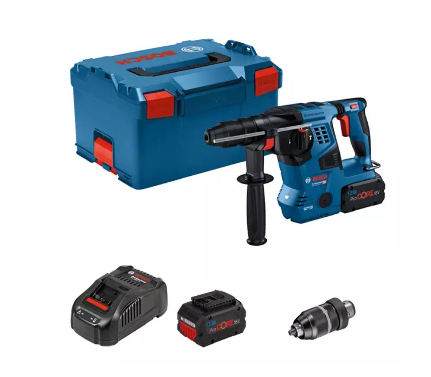 Perforateur SDS Plus 18 V GBH 18V-28 CF + 2 batteries 8 Ah + chargeur + L-BOXX BOSCH 0611921002