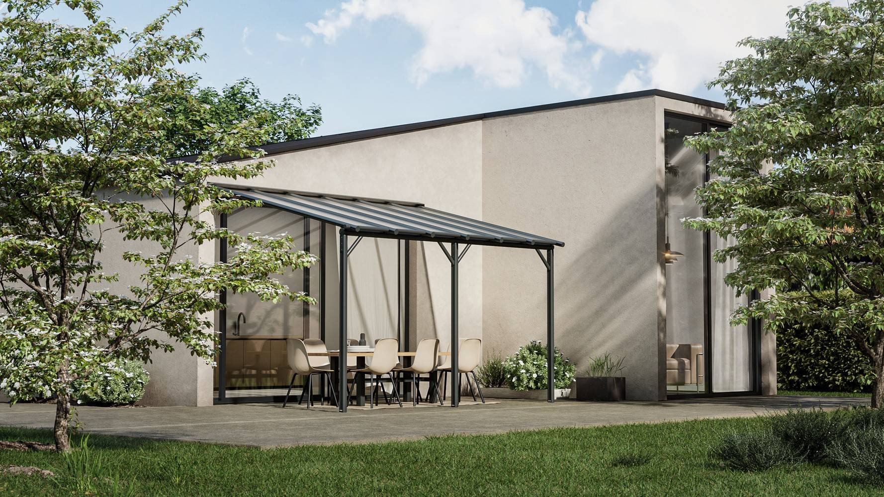 Pergola adossée Harmonie 3 X 4.2M - Anthracite