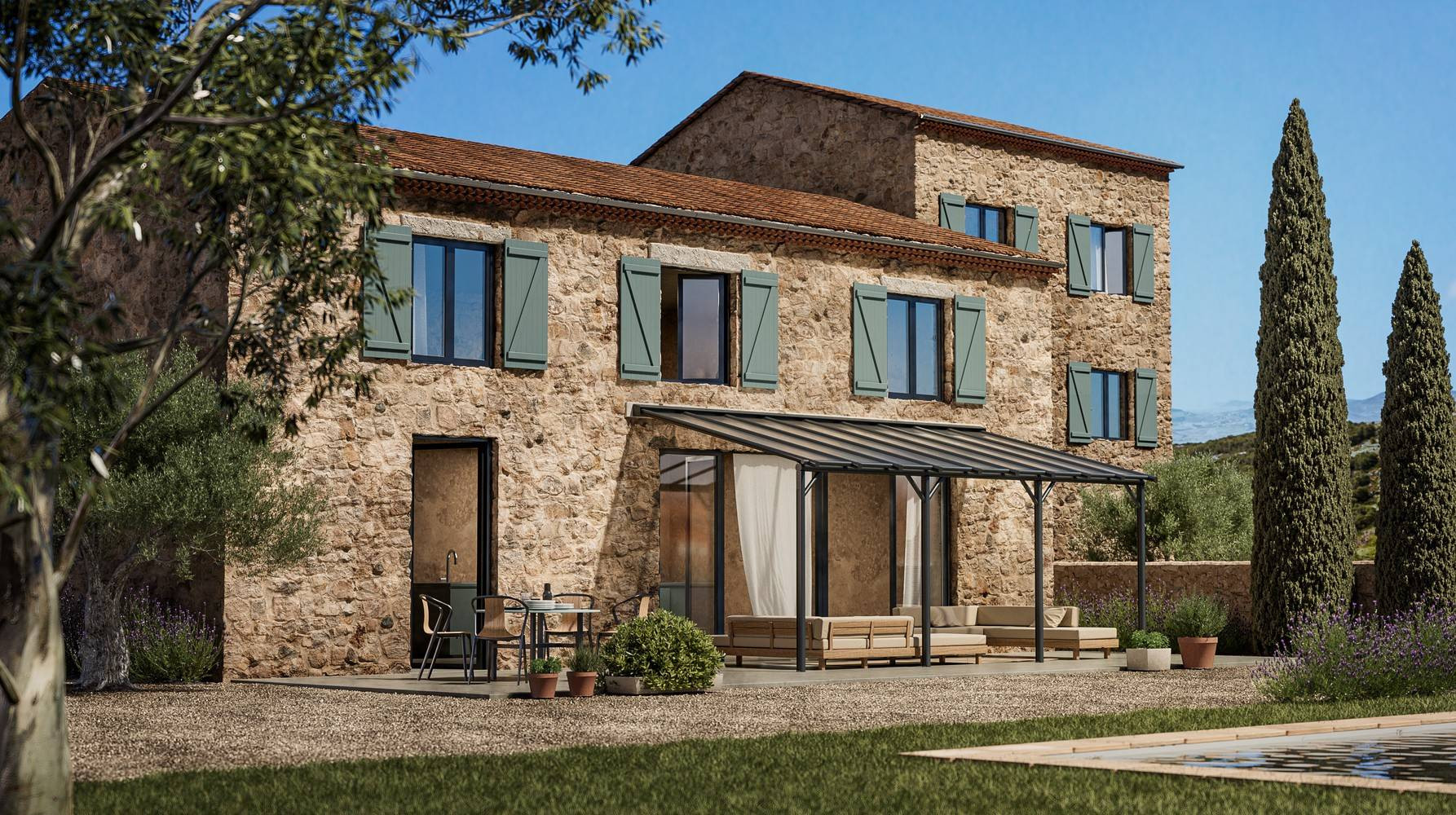 Pergola adossée Harmonie 3 X 6M - Anthracite