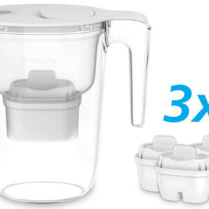 Carafe filtrante 2,6 L blanche avec 3 filtres en microfiltration PHILIPS