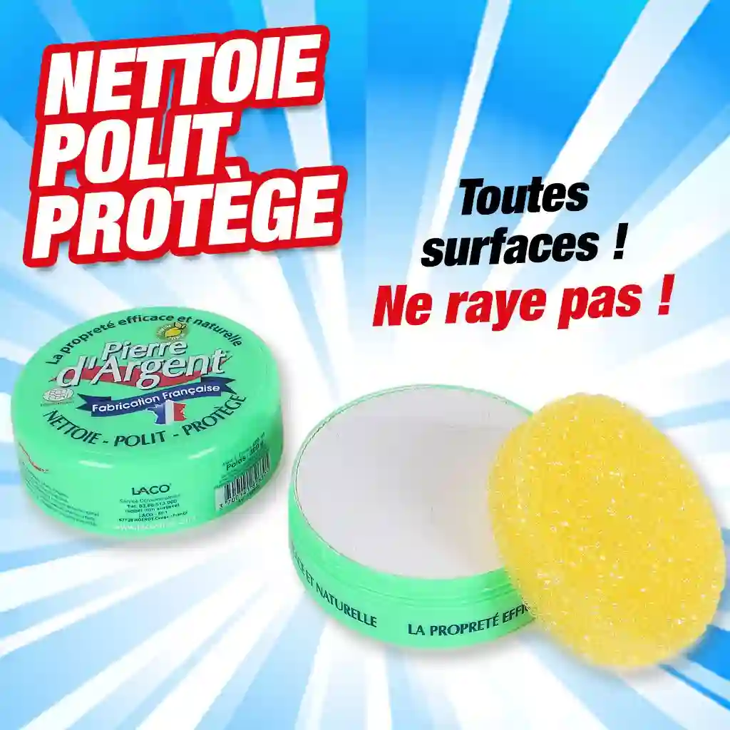 Pierre d'argent 300 grammes + éponge