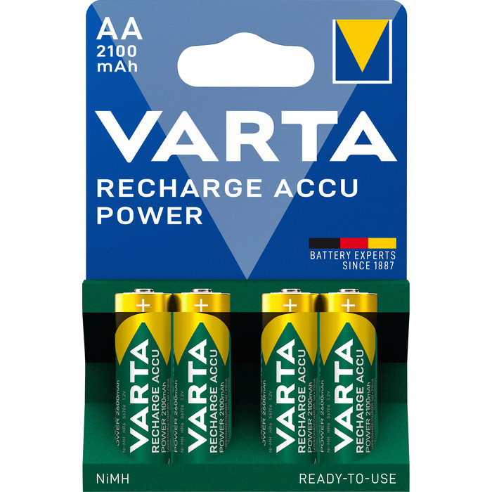 Piles rechargeables Ni-MH Accu Power 4x1,2 V LR6 2100 mAh VARTA 56706101404