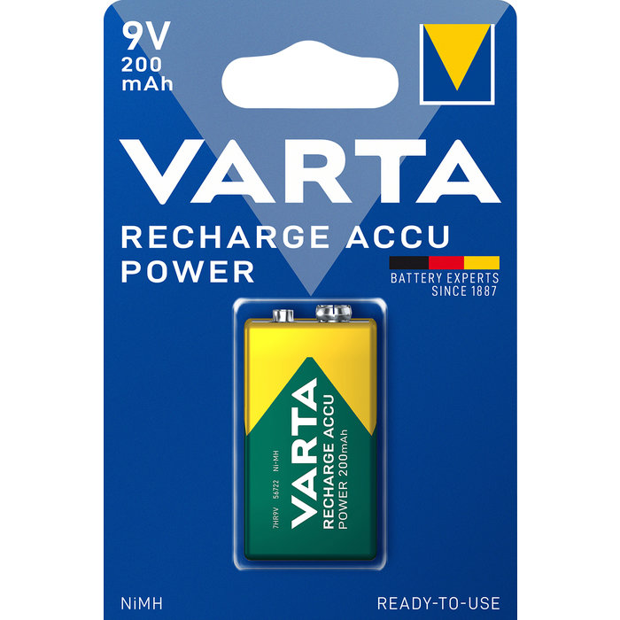 Piles rechargeables Ni-MH Accu Power 9 V 6LR61 200 mAh VARTA 56722101401