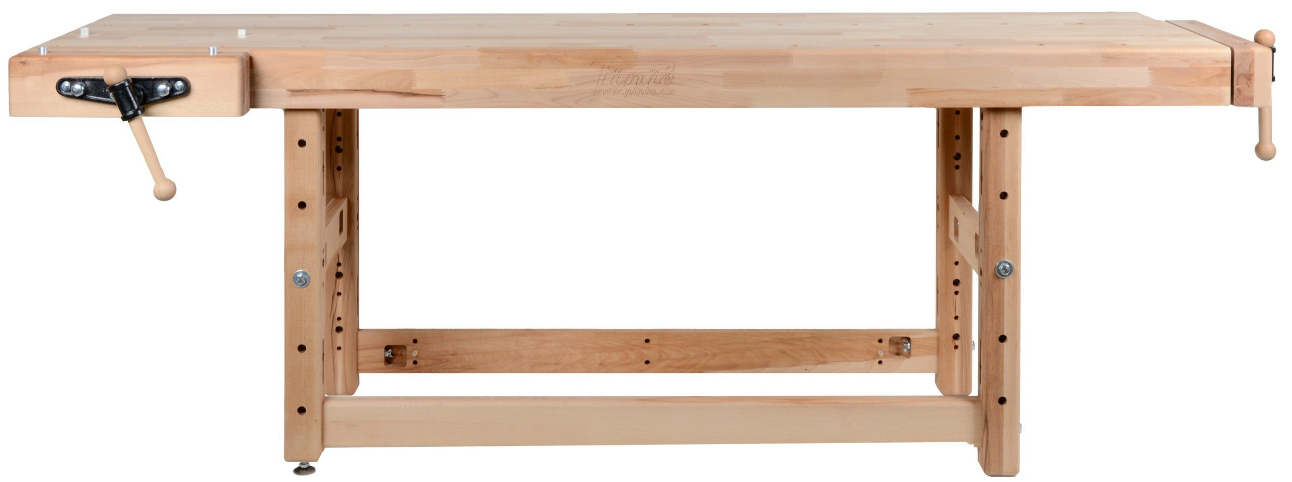 Banc de travail charges lourdes 2500 mm - Plateau hêtre 120 mm - 2 étaux