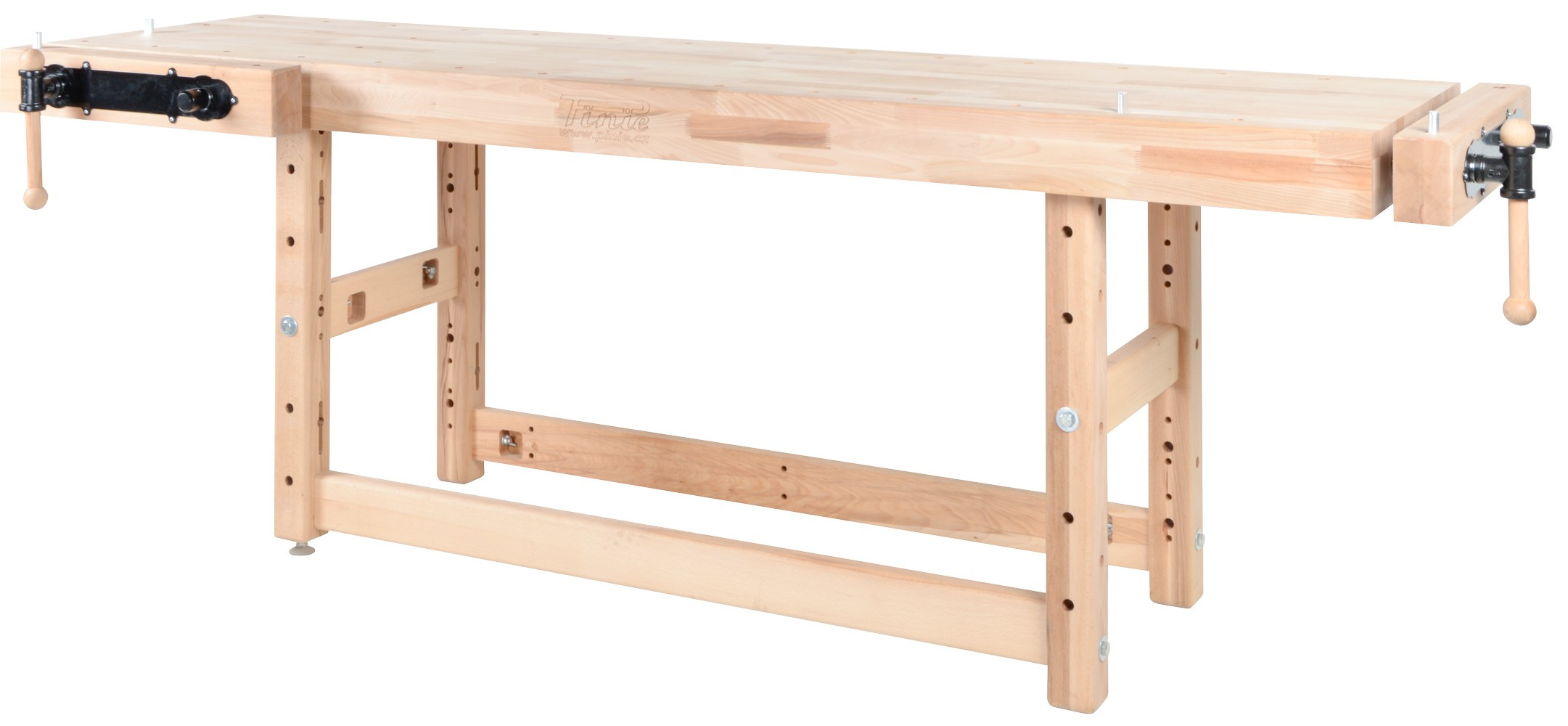 Banc de travail menuiserie 2500 mm - Plateau hêtre 120 mm - 2 étaux double broche