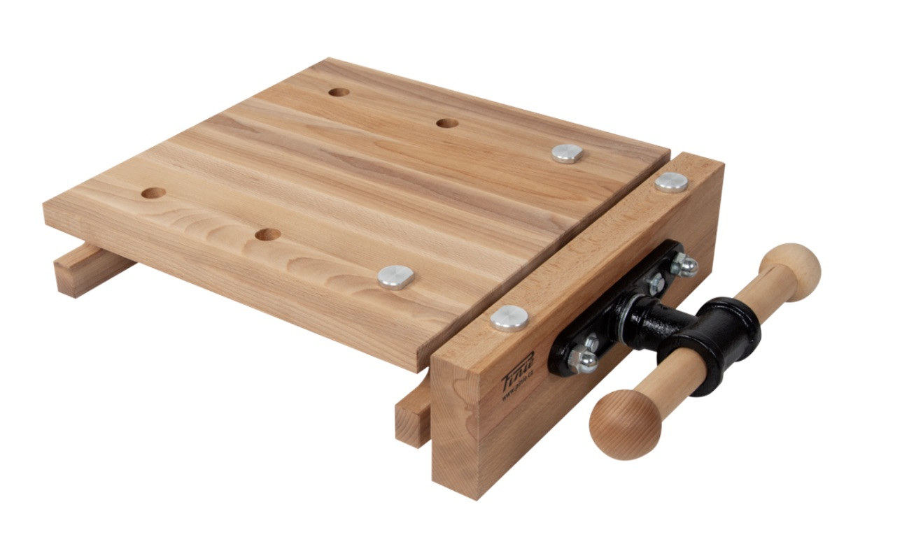 Mini plateau d’établi - STARTER hêtre massif 480 x 350 x 100 mm - 1 presse - perçage 19 mm