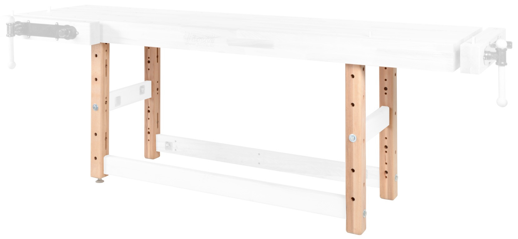 Pieds d’établi - PROFI FIX - hêtre massif 900 mm section 80 x 80 mm - perçage 19 mm