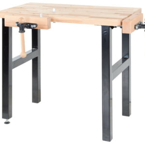 Établi de bricolage 1000 mm avec 2 étaux - Plateau hêtre massif et pieds acier