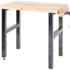 Établi de bricolage 1000 mm avec étau - Plateau hêtre massif et pieds acier