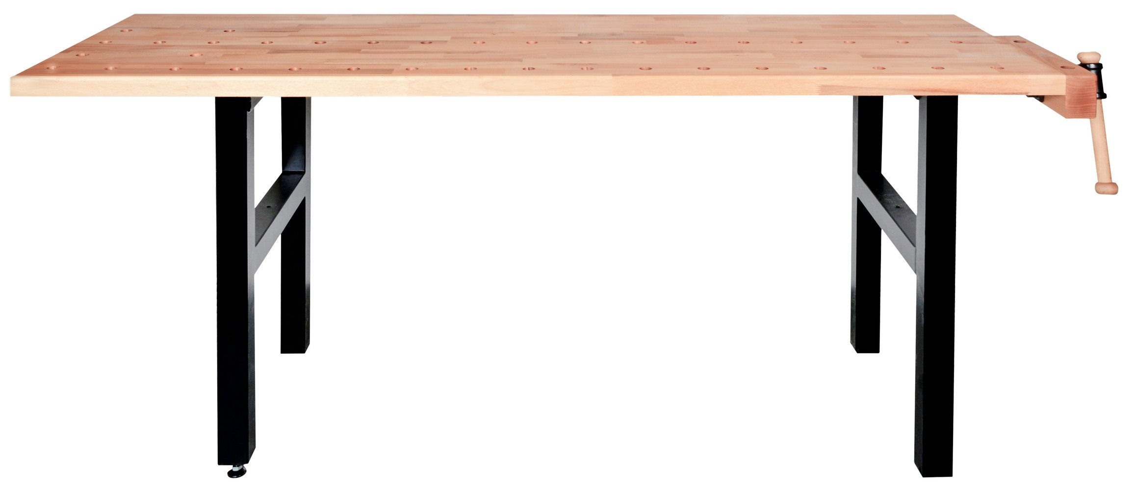 Établi de bricolage 2000 mm avec étau - Plateau hêtre massif et pieds acier