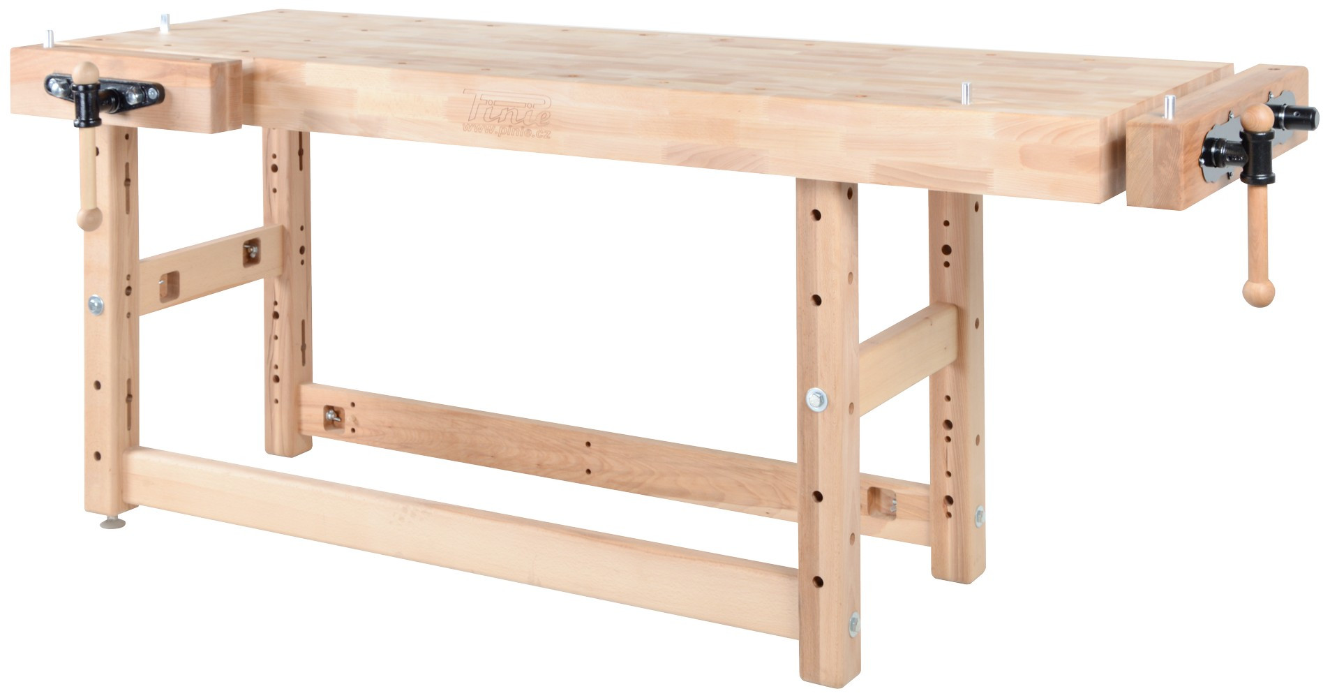 Établi menuiserie 2000 mm - Hauteur 1100 mm - Hêtre 120 mm - Double broche
