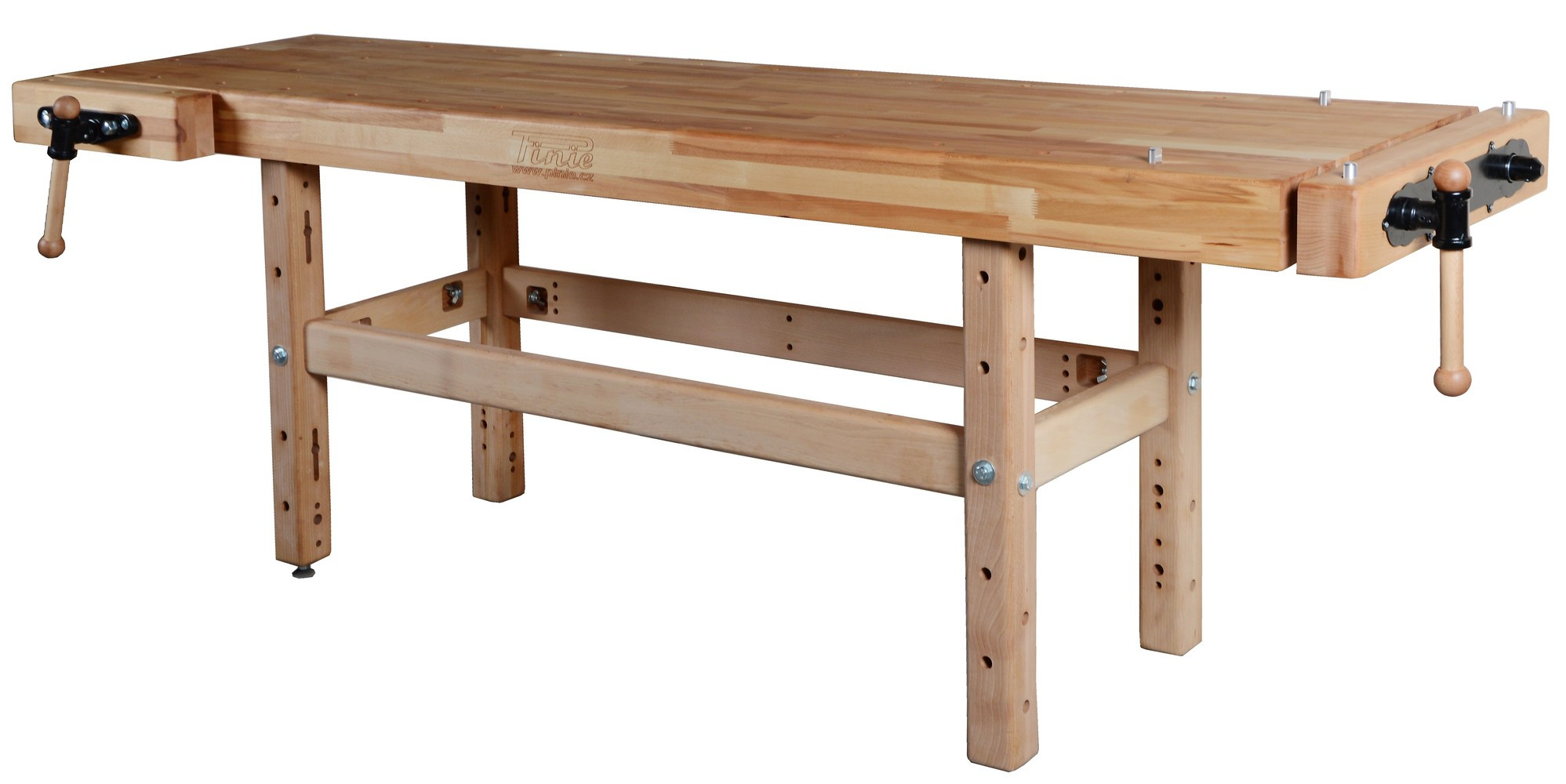 Établi menuiserie 2500 mm - Plateau hêtre 120 mm - Étau double broche